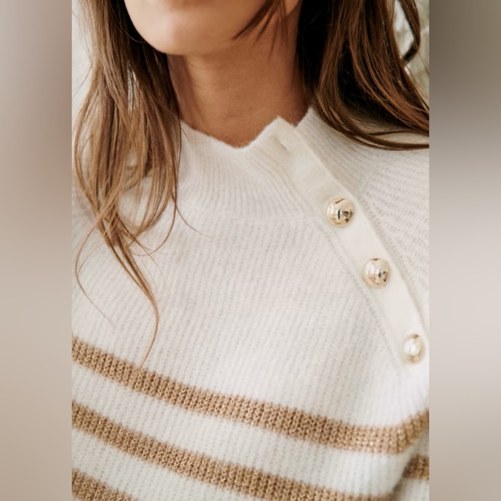 Sezane Trudy Ecru / Gold Jumper— Size XS - Picture 4 of 10